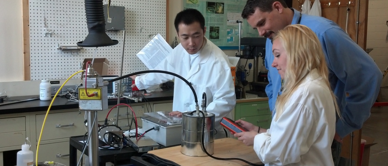 Working in the laboratory.